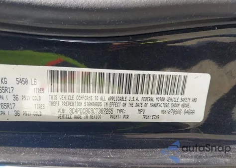 2012 Dodge Journey Sxt z USA, uszkodzony, nr VIN 3C4PDCBG9CT387265